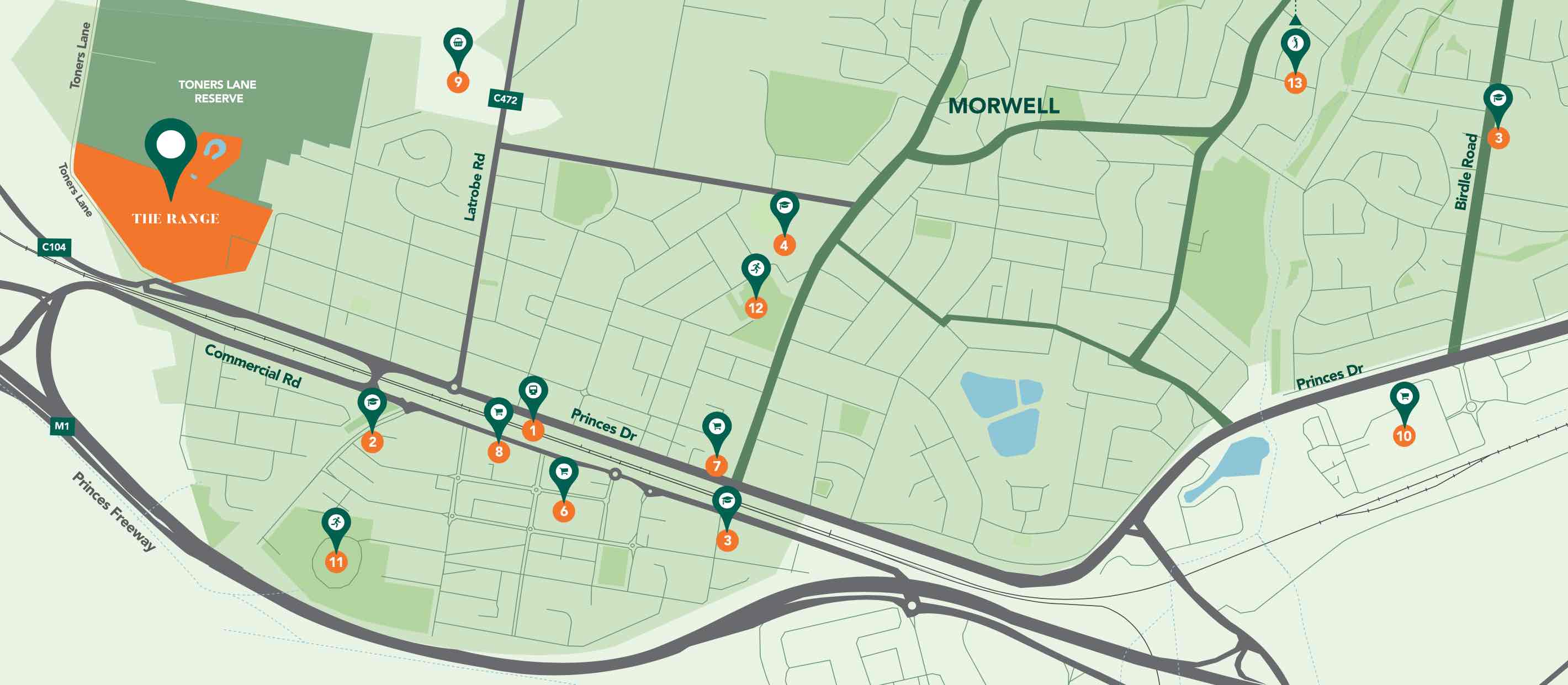 The Range Estate - Morwell Location map